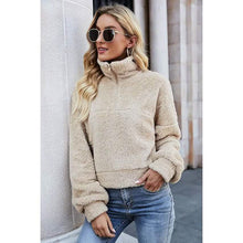 Load image into Gallery viewer, Women's Pullover Plain Quarter Zip Sweatshirt