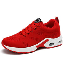 Load image into Gallery viewer, Womens Red Sneakers Air Cushion Shoes Woman Mesh Sneakers Breathable Flats Womens Casual Air Cushion Sneakers Lightweight Non Slip Sport Jogging Gym Fitness Workout Tennis Walking Espadrilles