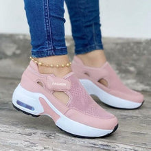 Load image into Gallery viewer, Womens Red Sneakers Air Cushion Shoes Woman Mesh Sneakers Breathable Flats Womens Casual Air Cushion Sneakers Lightweight Non Slip Sport Jogging Gym Fitness Workout Tennis Walking Espadrilles