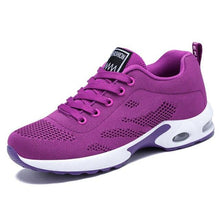 Load image into Gallery viewer, Womens Red Sneakers Air Cushion Shoes Woman Mesh Sneakers Breathable Flats Womens Casual Air Cushion Sneakers Lightweight Non Slip Sport Jogging Gym Fitness Workout Tennis Walking Espadrilles