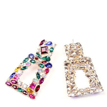 Load image into Gallery viewer, Women's Rhinestone Rectangle Drop Earrings