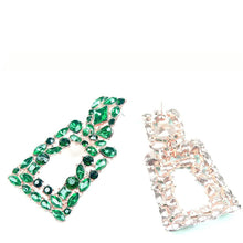 Load image into Gallery viewer, Women's Rhinestone Rectangle Drop Earrings
