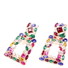 Load image into Gallery viewer, Women's Rhinestone Rectangle Drop Earrings