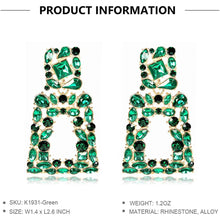 Load image into Gallery viewer, Women's Rhinestone Rectangle Drop Earrings