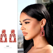 Load image into Gallery viewer, Women's Rhinestone Rectangle Drop Earrings