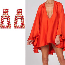 Load image into Gallery viewer, Women's Rhinestone Rectangle Drop Earrings