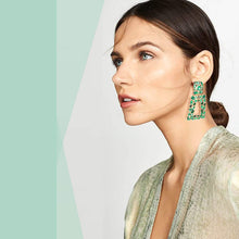 Load image into Gallery viewer, Women's Rhinestone Rectangle Drop Earrings