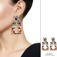 Load image into Gallery viewer, Women's Rhinestone Rectangle Drop Earrings