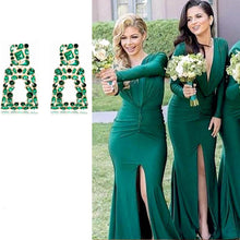 Load image into Gallery viewer, Women's Rhinestone Rectangle Drop Earrings