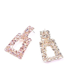 Load image into Gallery viewer, Women's Rhinestone Rectangle Drop Earrings