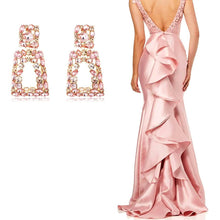 Load image into Gallery viewer, Women's Rhinestone Rectangle Drop Earrings