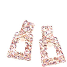 Load image into Gallery viewer, Women's Rhinestone Rectangle Drop Earrings