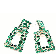 Load image into Gallery viewer, Women's Rhinestone Rectangle Drop Earrings