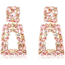 Load image into Gallery viewer, Women's Rhinestone Rectangle Drop Earrings