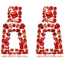 Load image into Gallery viewer, Women's Rhinestone Rectangle Drop Earrings