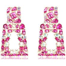 Load image into Gallery viewer, Women's Rhinestone Rectangle Drop Earrings