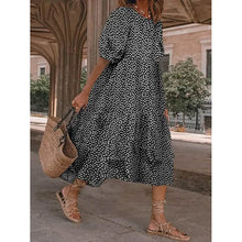Load image into Gallery viewer, Women's Ruffled Patchwork Print Midi Dress