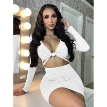 Load image into Gallery viewer, Women's Sexy Bodycon Deep V Neck Long Sleeve Cut Out Club Mini Dress