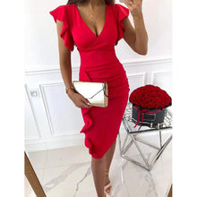 Load image into Gallery viewer, Women's Sheath V-Neck Knee Length Dress