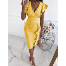 Load image into Gallery viewer, Women's Sheath V-Neck Knee Length Dress