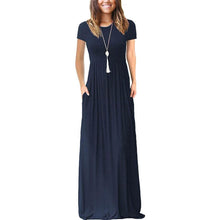 Load image into Gallery viewer, Women's Short Sleeve Loose Casual Long Dresses with Pockets