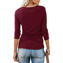 Load image into Gallery viewer, Women's Short/Long Sleeve Henley Button up T Shirt Casual Basic Tops Blouse