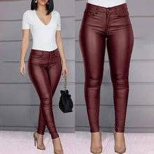 Load image into Gallery viewer, Women's Skinny Leather Pants