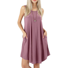 Load image into Gallery viewer, Women's Sleeveless Pockets Casual Swing T-Shirt Short Dresses