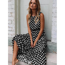 Load image into Gallery viewer, Women's Sleeveless Polka Dot Long Dress
