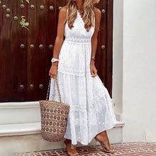 Load image into Gallery viewer, Women's Sleeveless Solid Color Lace Panel Dress