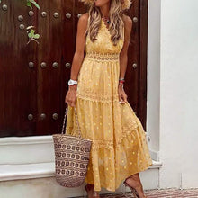 Load image into Gallery viewer, Women's Sleeveless Solid Color Lace Panel Dress