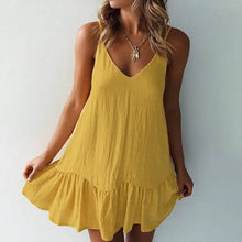 Load image into Gallery viewer, Women's Sleeveless Solid Color V-Neck Mini Dress