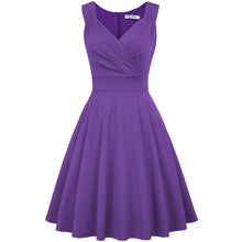 Load image into Gallery viewer, Women's Sleeveless Wrap V-Neck A-line Bridesmaid Cocktail Party Dress