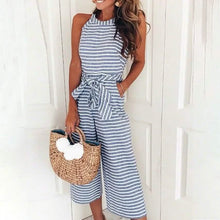 Load image into Gallery viewer, Women's Solid Color Crew Neck Casual Jumpsuit