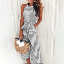 Load image into Gallery viewer, Women's Solid Color Crew Neck Casual Jumpsuit