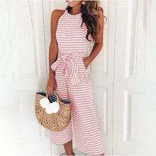 Load image into Gallery viewer, Women's Solid Color Crew Neck Casual Jumpsuit