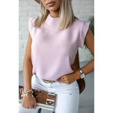 Load image into Gallery viewer, Women's Solid Color Patchwork Stand Collar Top