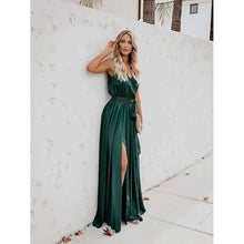 Load image into Gallery viewer, Women's Solid Color Slit Tie Maxi Dress