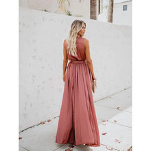Load image into Gallery viewer, Women's Solid Color Slit Tie Maxi Dress