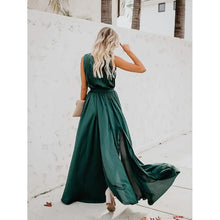 Load image into Gallery viewer, Women's Solid Color Slit Tie Maxi Dress