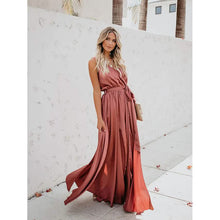 Load image into Gallery viewer, Women's Solid Color Slit Tie Maxi Dress
