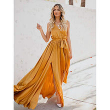 Load image into Gallery viewer, Women's Solid Color Slit Tie Maxi Dress
