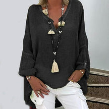 Load image into Gallery viewer, Women's Solid Colored Long Sleeve Button V Neck Basic Top