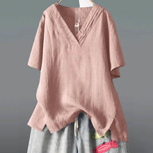 Load image into Gallery viewer, Women's Solid Half Sleeve V Neck Shirt Top
