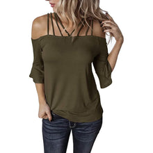 Load image into Gallery viewer, Womens Spaghetti Straps Cold Shoulder Shirts