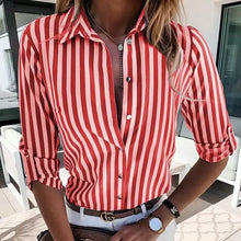 Load image into Gallery viewer, Women's Striped Collar Basic Top