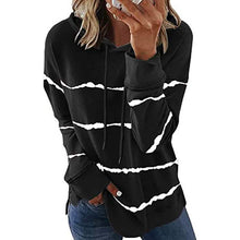 Load image into Gallery viewer, Women's Striped Printed Long Sleeve Drawstring Pullover Hoodie