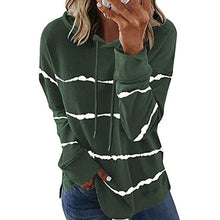 Load image into Gallery viewer, Women's Striped Printed Long Sleeve Drawstring Pullover Hoodie