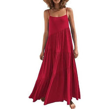 Load image into Gallery viewer, Women's Summer Casual Loose Sleeveless Spaghetti Strap Asymmetric Tiered Beach Maxi Long Dress