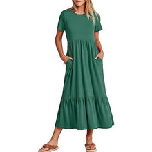Load image into Gallery viewer, Women's Summer Casual Short Sleeve Crewneck Swing Dress